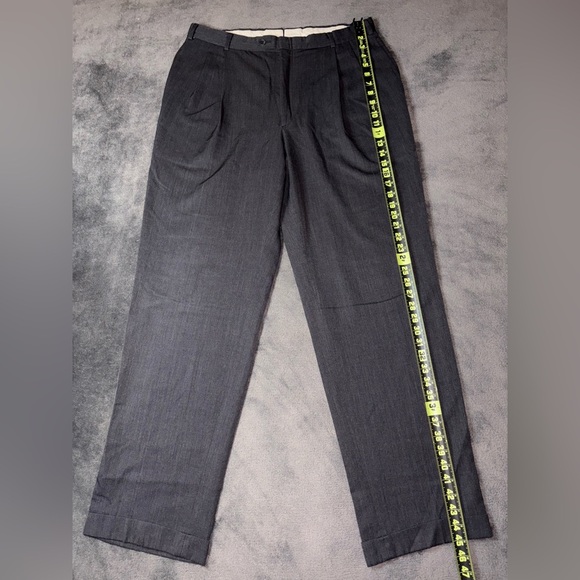 Nordstrom Size 36R/33L Grey 100% Wool Made in USA Business Wedding Dress Pants - Picture 2 of 12